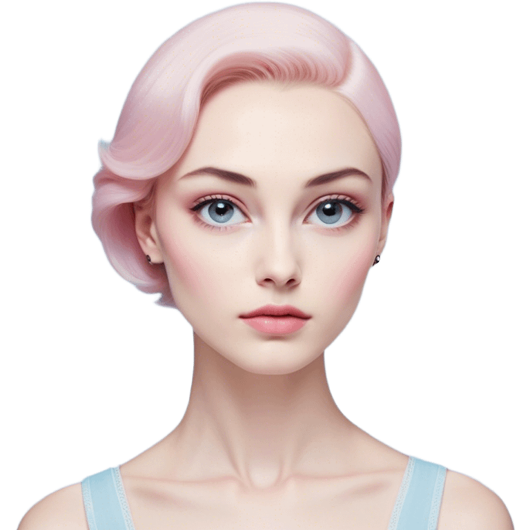 Vi from Arcane (Netflix Animation)

Face Shape: Strong, angular with high cheekbones and a defined jawline. Slightly pointed chin.
Skin Tone: Fair with a pinkish undertone.
Eyes: Large, almond-shaped, slightly downward-tilted, grey/light-blue.
Eyebrows: Thick, sharp, slightly arched, adding to her bold expression.
Nose: Small to medium with a slightly upturned tip.
Lips: Full but not overly plump, often pursed or smirking.
Hair: Vivid pink/magenta, left side shaved, right side with long, voluminous bangs partially covering her eye. The back is short and messy.
Other Features: Light freckles, a scar on her right eyebrow.
Expression: Intense and confident, often smirking or glaring.
Accessories: Small silver hoop earring in her left ear.
Tattoo: Roman numeral "VI" on her left cheekbone, below her eye. emoji