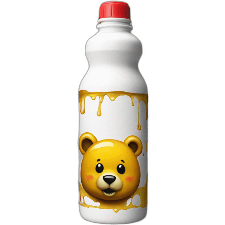 Banksy art label on a bear honey squeeze bottle emoji