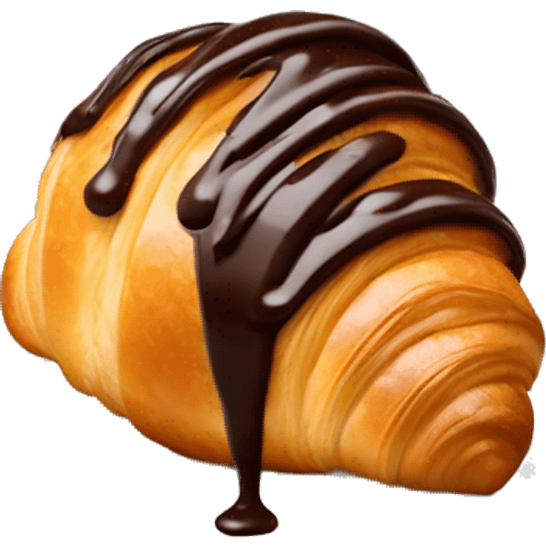 Croissant with drizzled chocolate on top emoji