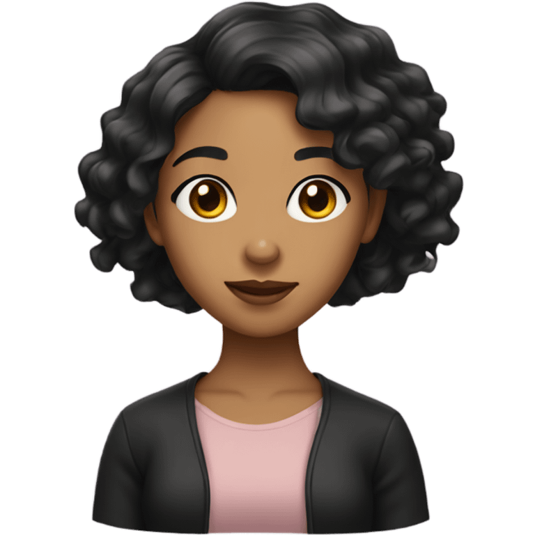 Olive skin girl with wavy black hair emoji