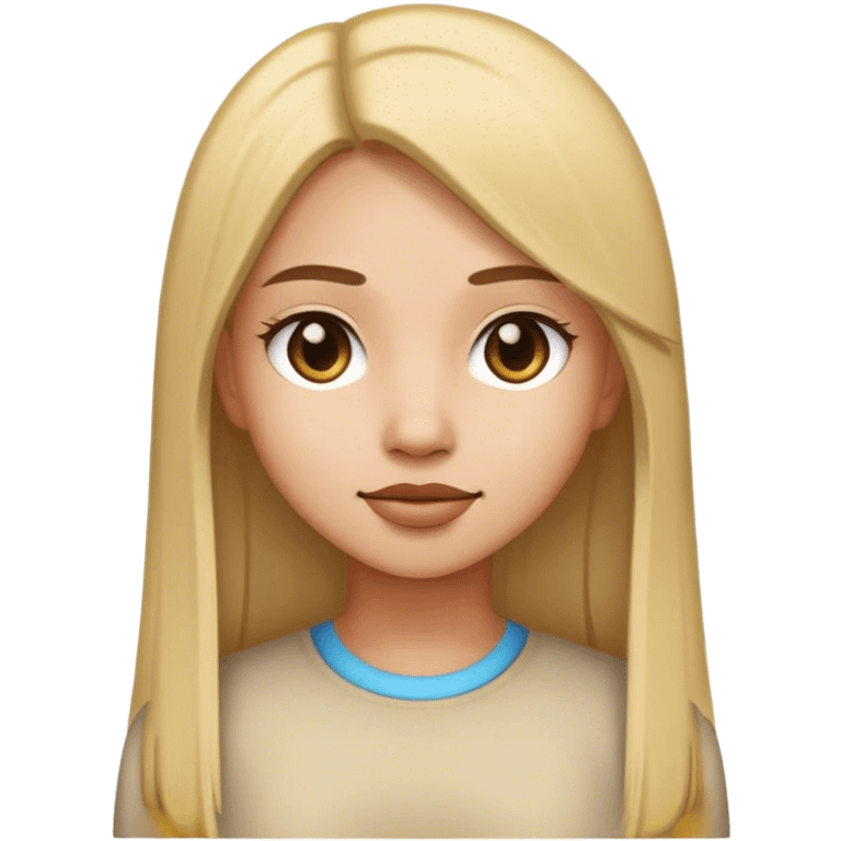 Girl with straight hair with light skin emoji