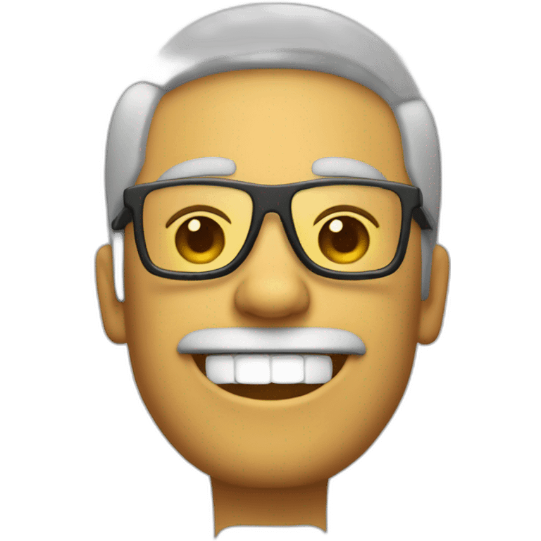 Hombre con gafas poco pelo riendo emoji