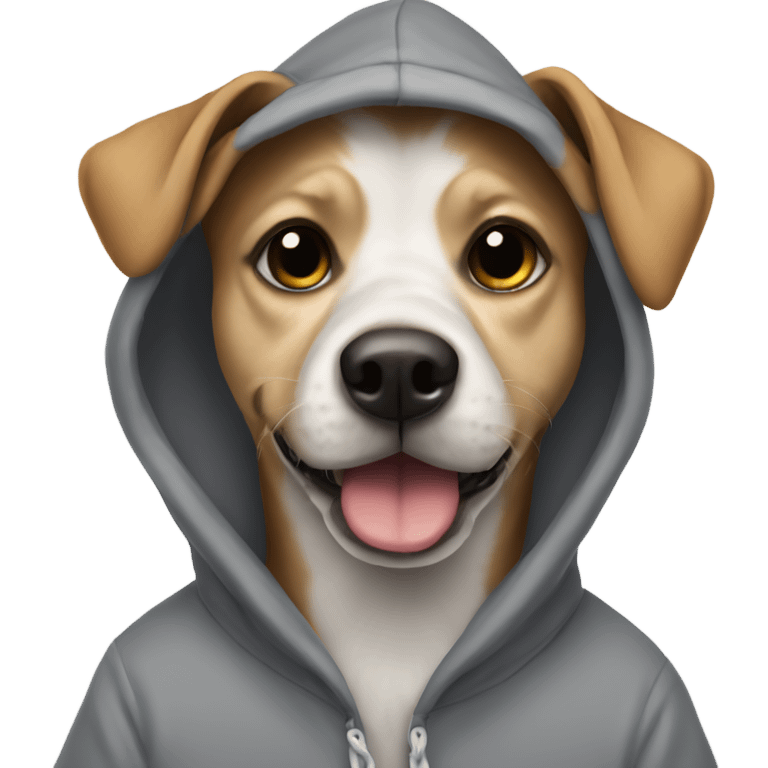 Dog wearing a hoodie with the name Eunice emoji