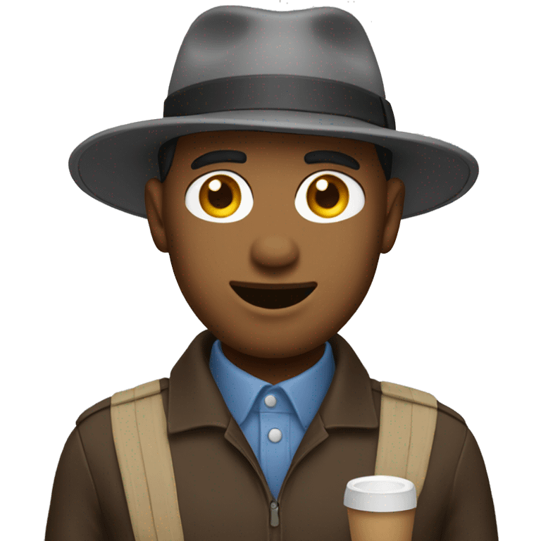 Guy with hat making marketing emoji