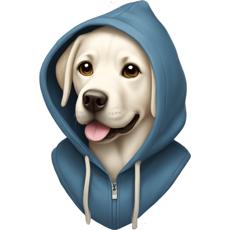 White Labrador wearing a hoodie emoji