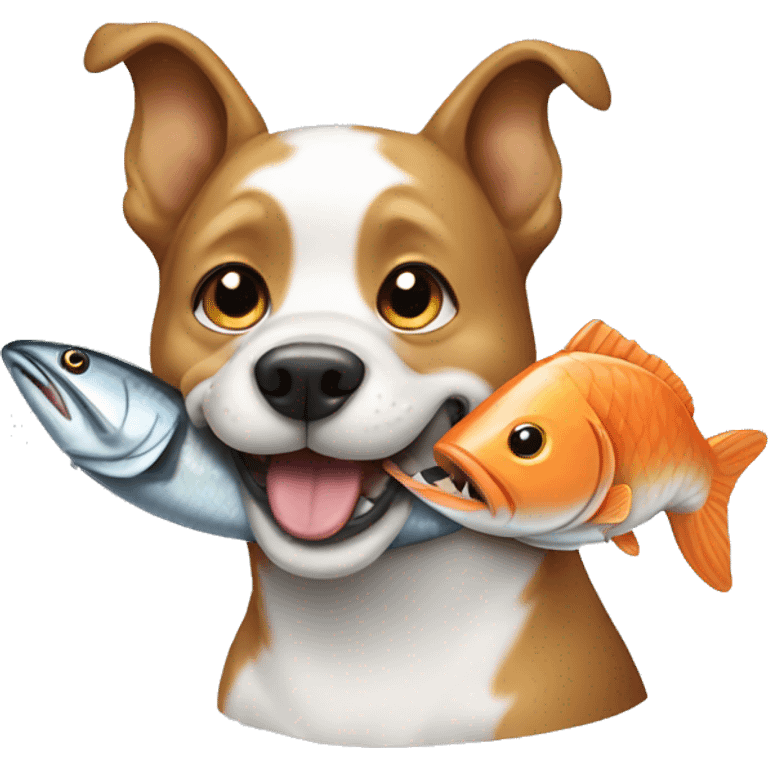 dog eating a fish emoji