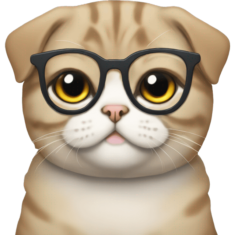 scottish fold with glasses emoji