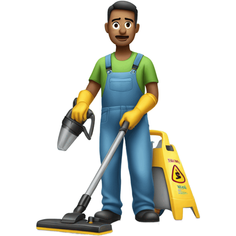 Man house cleaning emoji