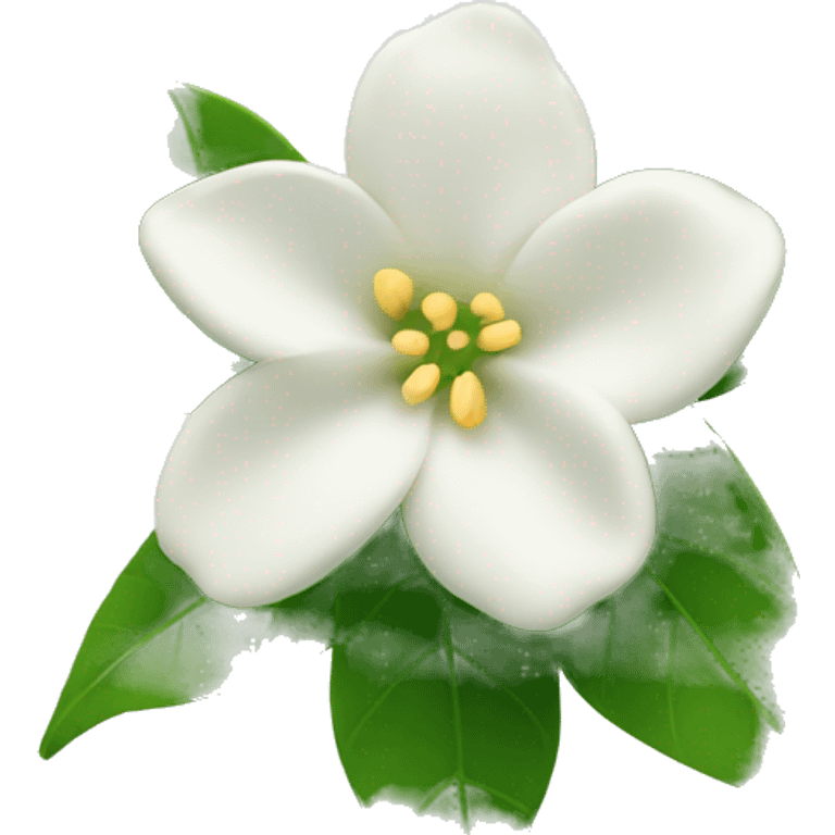 Jasmin flower with green leaves  emoji