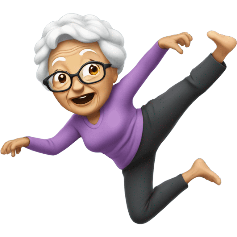 Grandma doing a back flip emoji