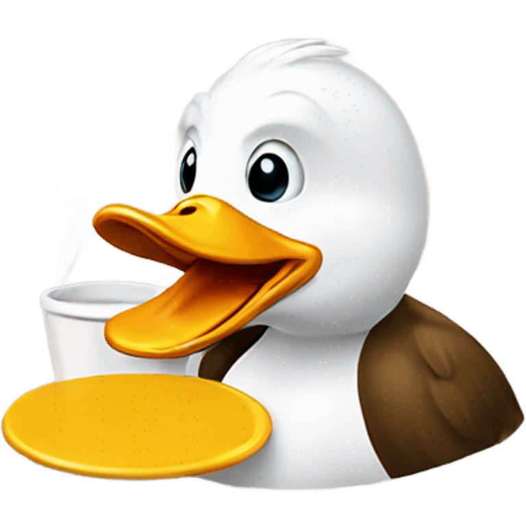 Duck drinking coffee emoji