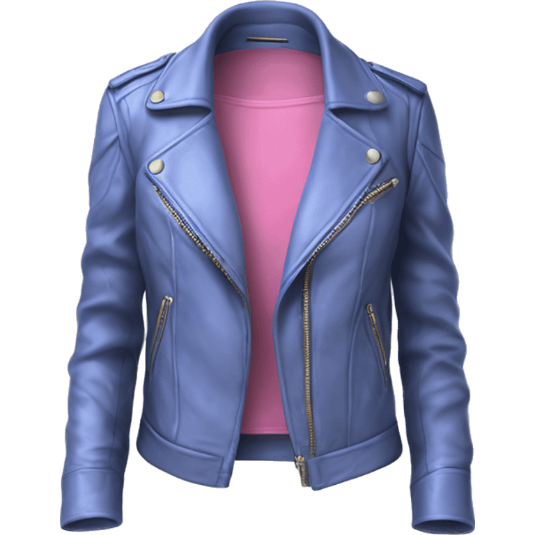 Realistic isolated periwinkle leather jacket with pink silk tank top underneath.  emoji