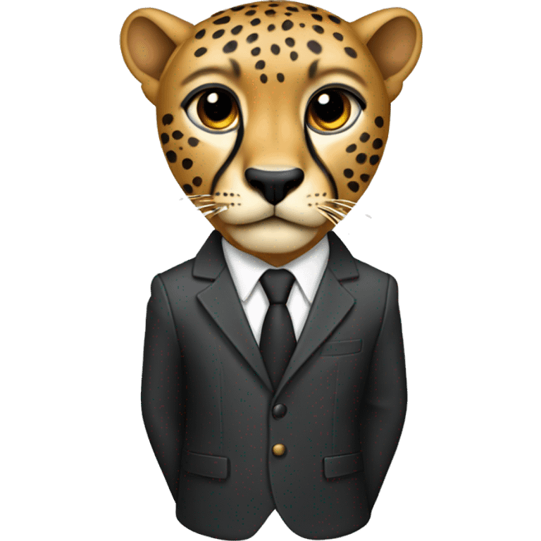 cheetah in a classic suit with large keys emoji