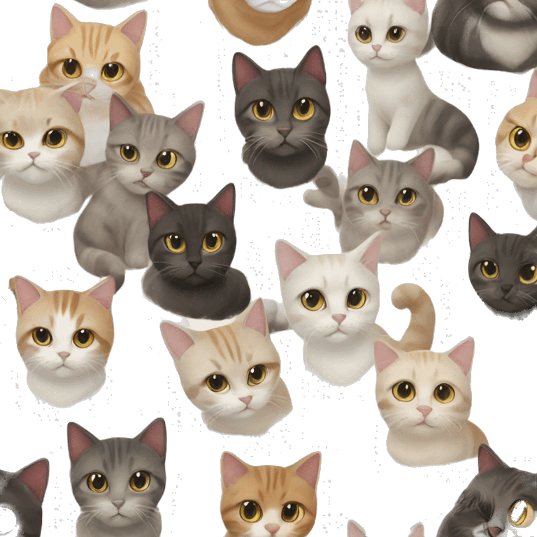 Variety of 4 different short haired cats emoji