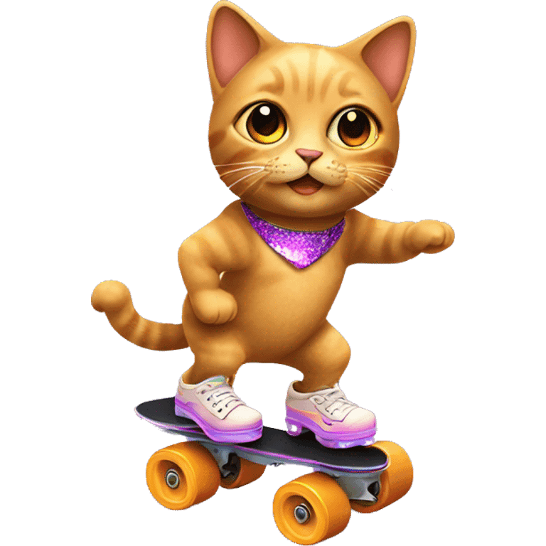 Disco cat on roller skates  emoji