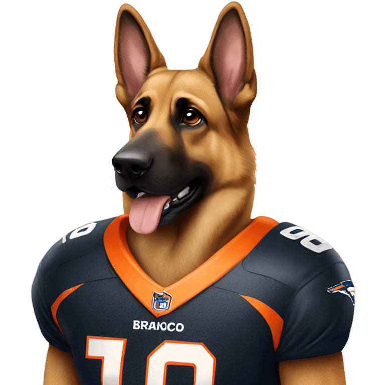 German Shepard with broncos jersey emoji