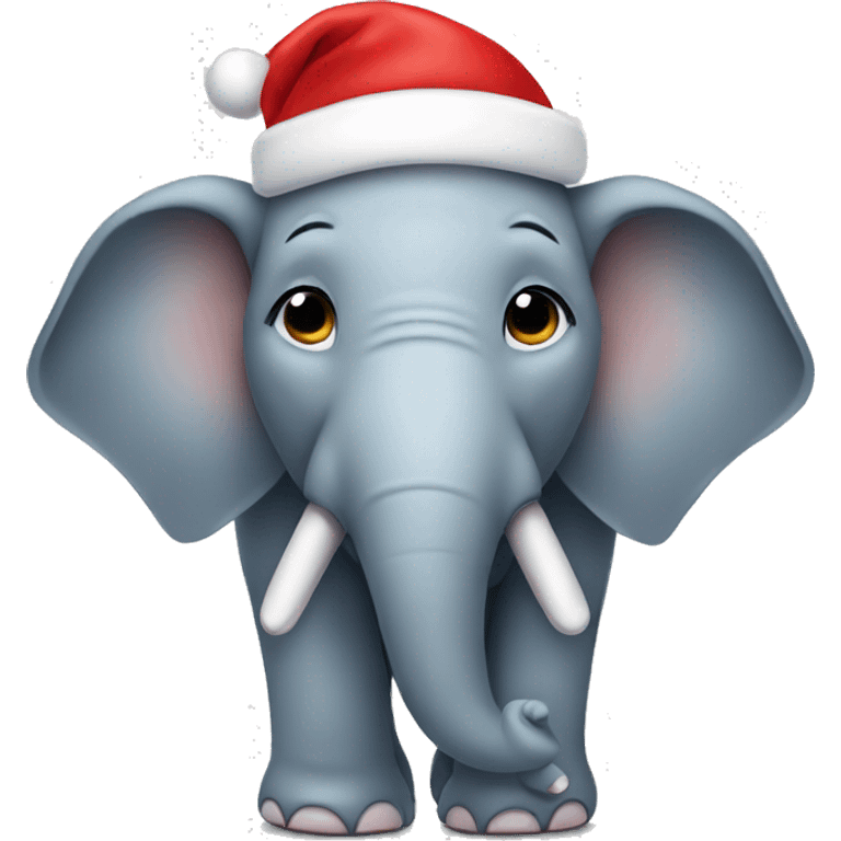 Elephant wearing a Santa hat emoji