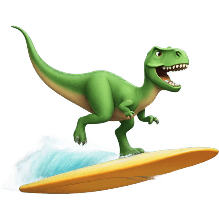 Dinosaur surfing emoji