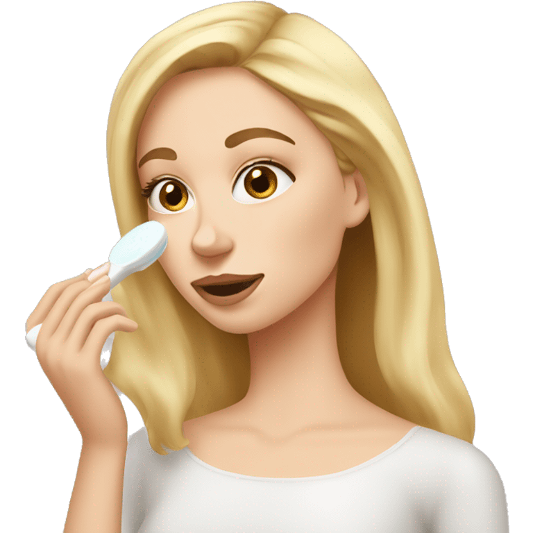 white girl applying cream on face emoji