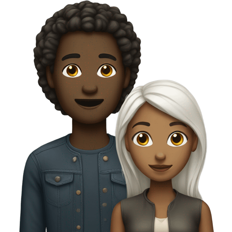 Black girl and white man emoji