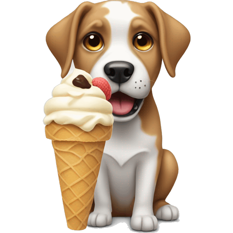 Dog eating ice cream emoji