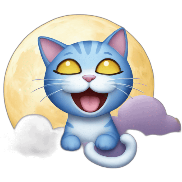 Cat and smiling moon emoji