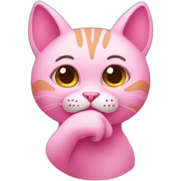 pink cat shushing shh emoji