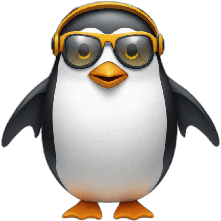 Penguin with jetpack and aviator glasses emoji