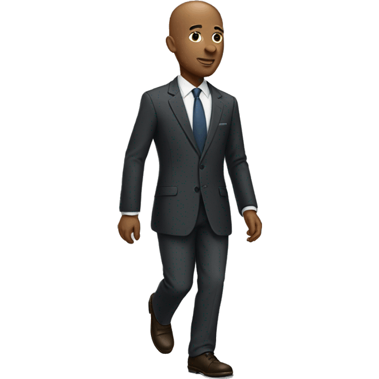 Bald African American man walking in suit emoji