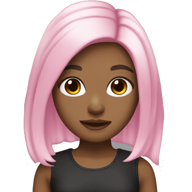 Girl with full black hair, blonde chunky highlights, and pink dyed roots emoji