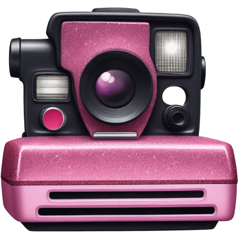 Ombre pink Polaroid camera with glitter  emoji