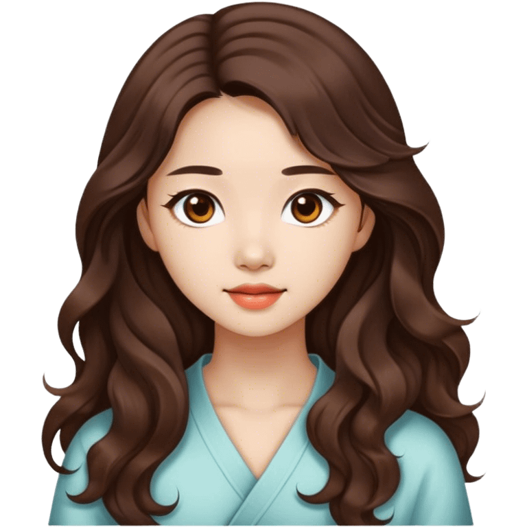 Beautiful girl,brown hair,wavy hair，long hair,brown eyes,Chinese emoji