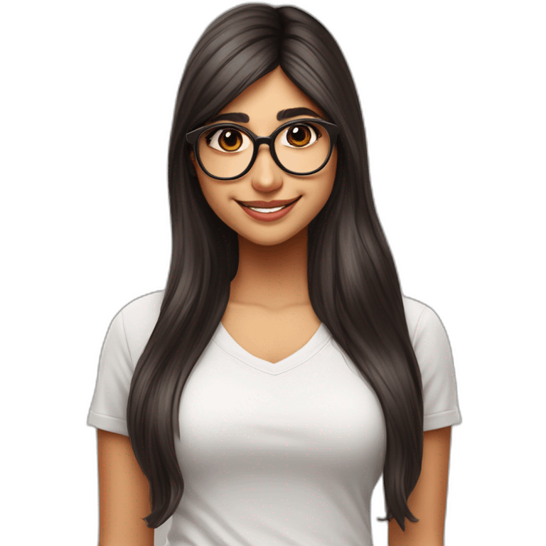 Mia Khalifa lookibg pretty smiling Abella Danger emoji