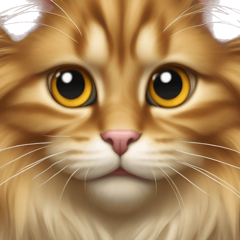 Ginger-Maine coon-black and gold eyes-ankle bracelet-sharp teeth emoji