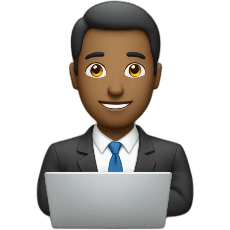 business man behind laptop emoji