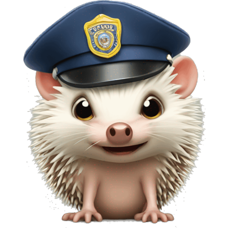 angry hairless hedgehog with police hat emoji