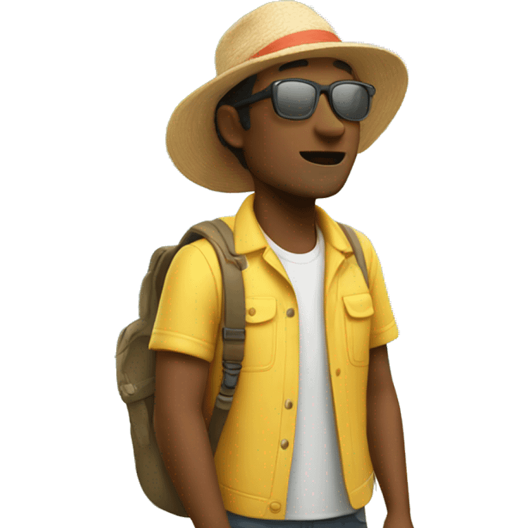 Tourist on sunny island  emoji