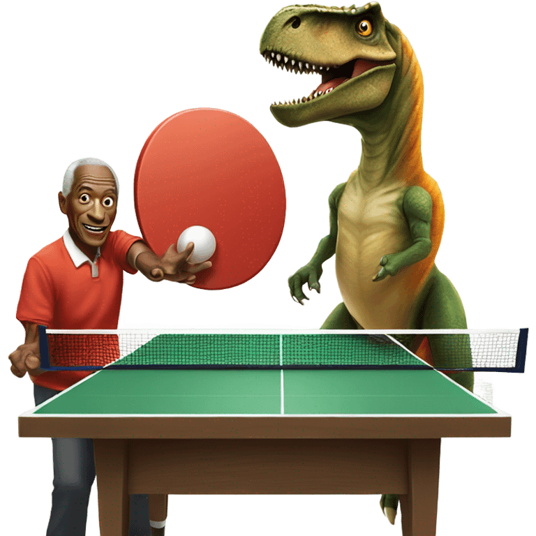 T-rex playing table tennis with bing cosby emoji