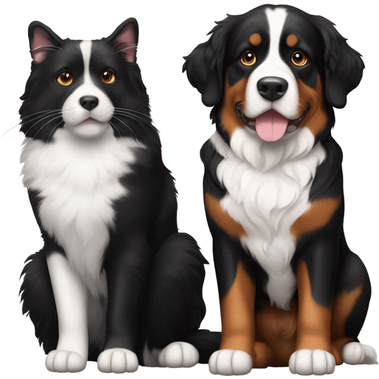 Bernese mountain dog and tuxedo cat emoji