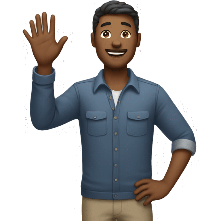 a man welcoming people and waving his hand emoji