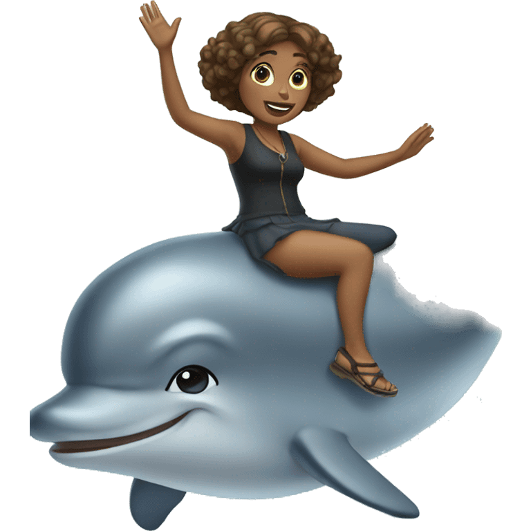 Woman riding dolphin emoji