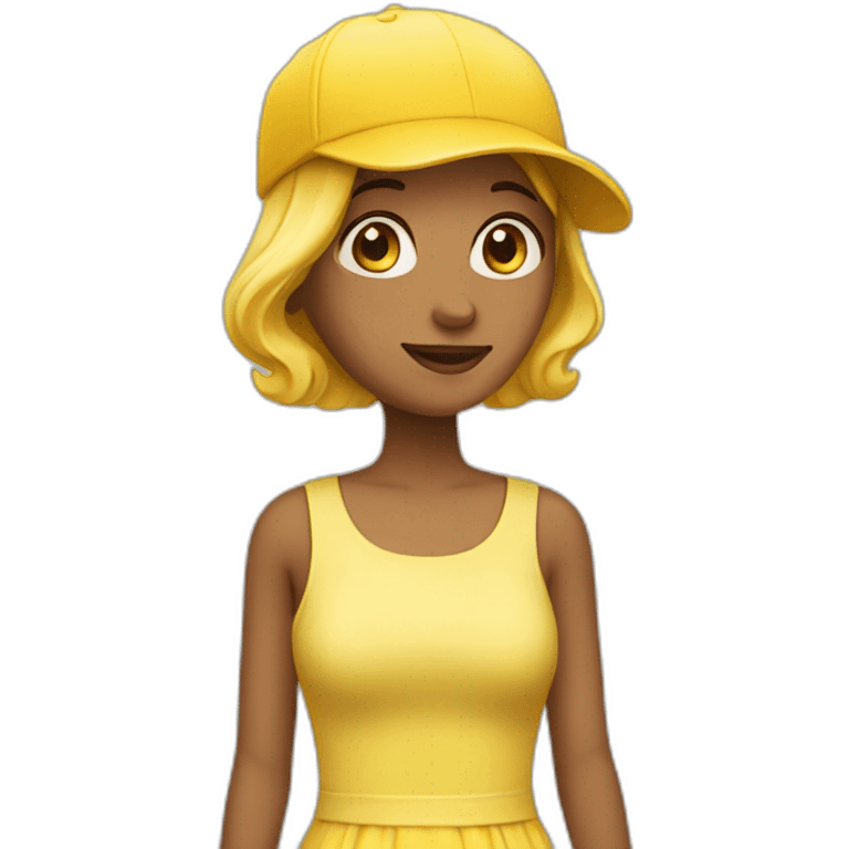 woman wearing a dress and a yellow cap emoji