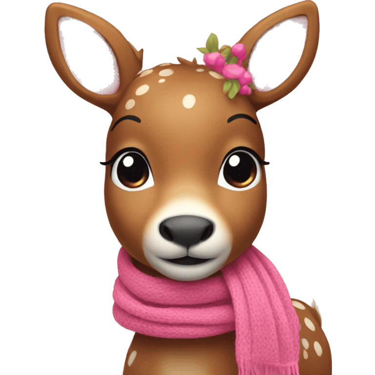 Cute deer with a pink scarf emoji