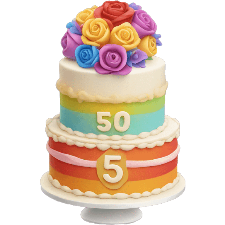 Colorful wedding cake with number 50 on top emoji