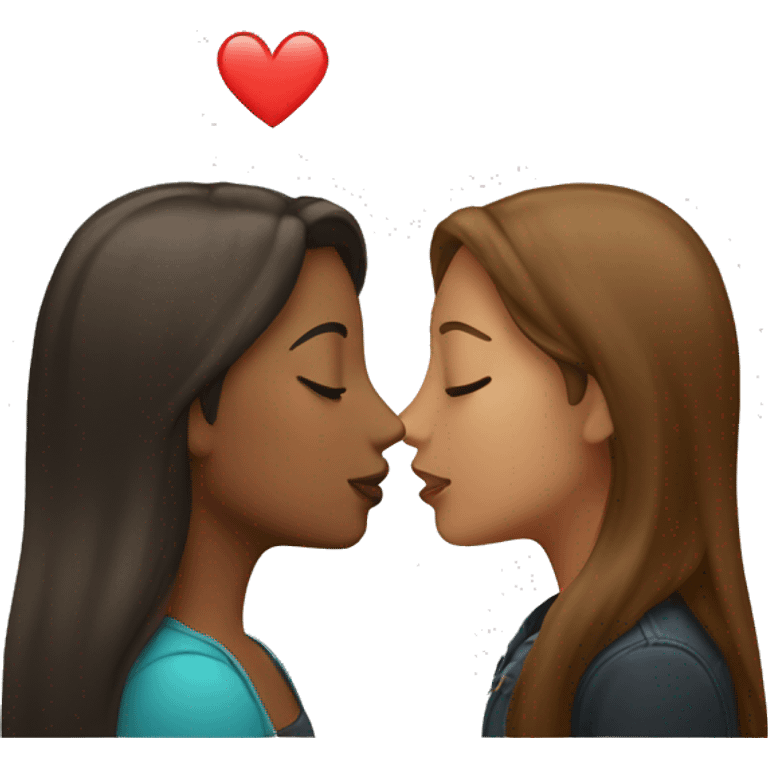 Two women kiss one is blnde the other has brown hair emoji