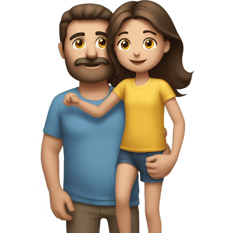 Father brunette hold his daughter's hand brunette emoji