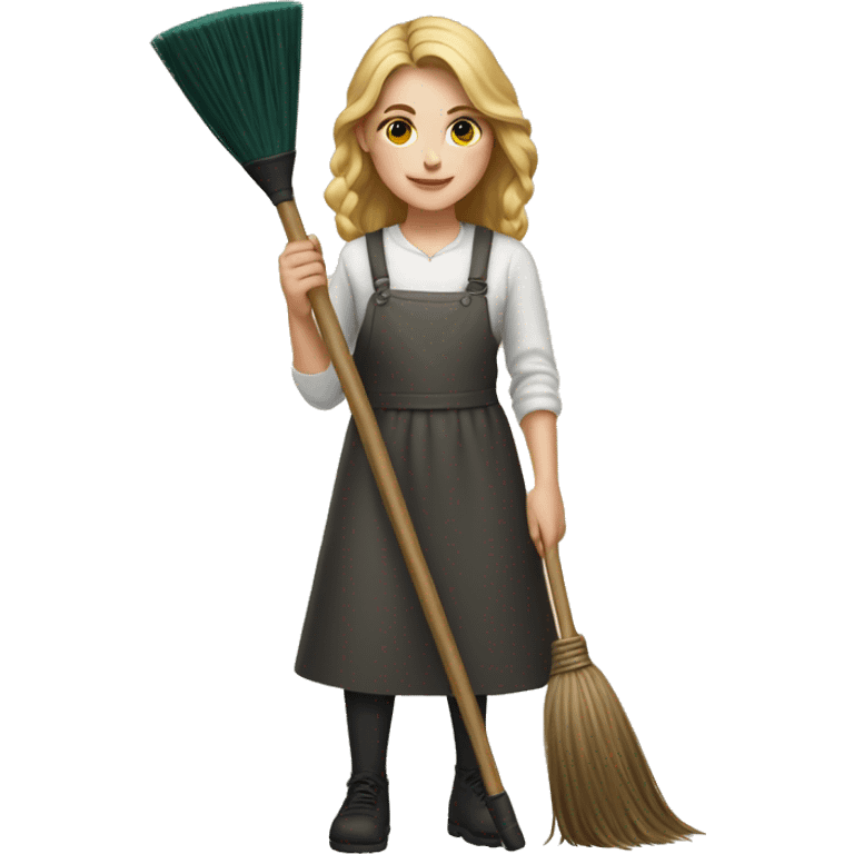 A  white girl that’s painting and has a broom in their other hand emoji