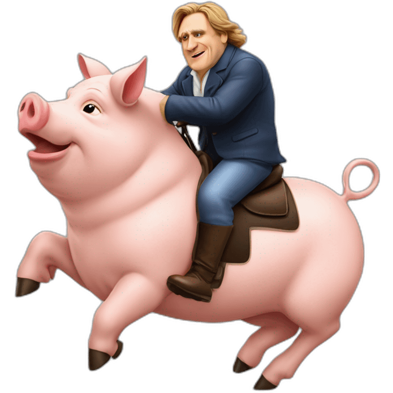 Gérard depardieu riding a pig emoji