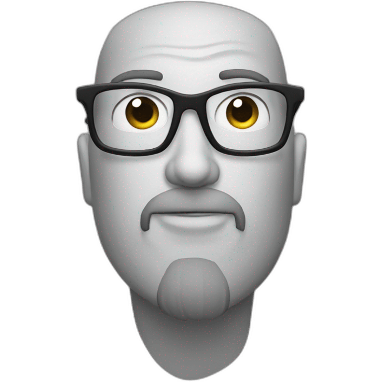 A man with a goatee, glasses, and forehead golfs emoji