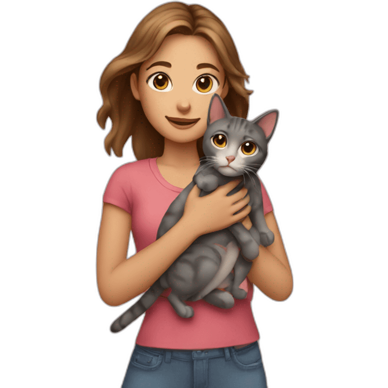 Girl with a cat in her arms emoji